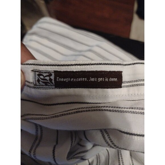 ROAR Buckle Enough Excuses Embroidered White Long Sleeve Button Shirt Men's XL - Picture 8 of 12